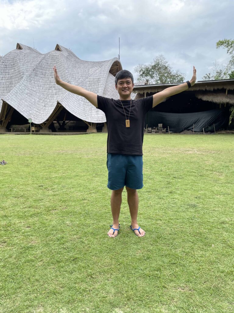 Edwin chilling on the lawn on the Green School Bali